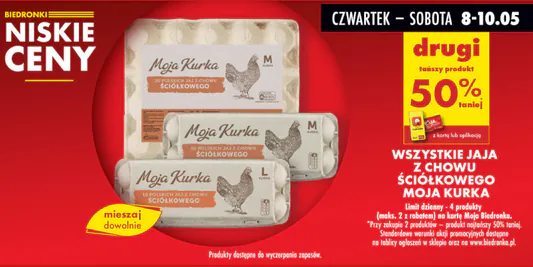 Biedronka: -50% na wszystkie jaja ściółkowe Moja Kurka 08.05.2025
