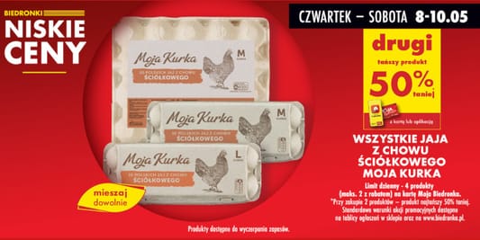 Biedronka: -50% na wszystkie jaja ściółkowe Moja Kurka 08.05.2025