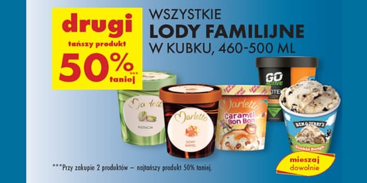 Biedronka: -50% na wszystkie lody familijne w kubku 10.06.2025
