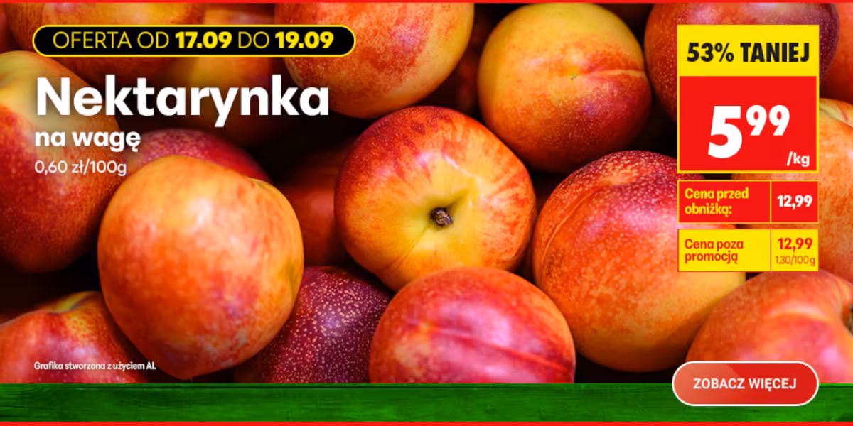 Biedronka: -53% na nektarynki