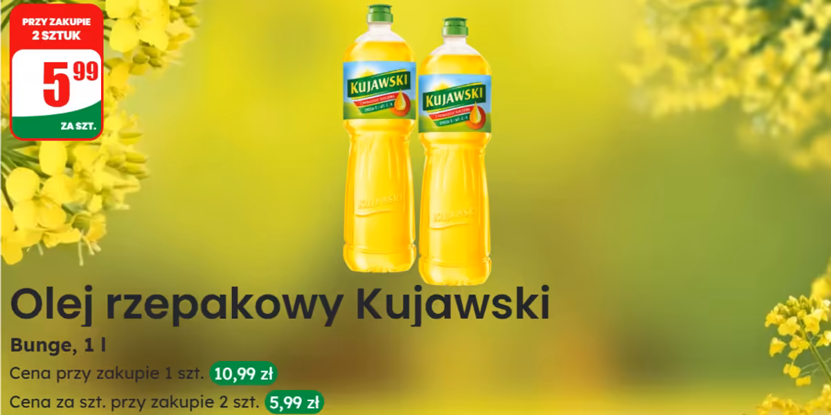 Dino: 5,99 zł za olej rzepakowy Kujawski