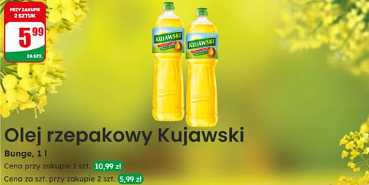 Dino: 5,99 zł za olej rzepakowy Kujawski 21.05.2025