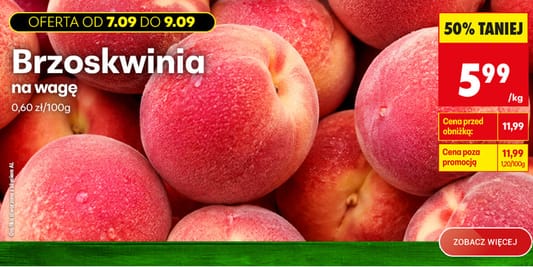 Biedronka: -50% na brzoskwinie 07.09.2026