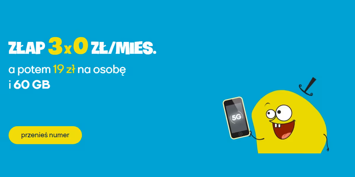 nju: 0 zł za 3 miesiące abonamentu + 60 GB