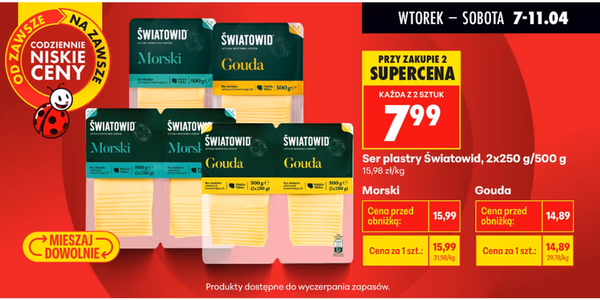 Biedronka: 7,99 zł za ser w plastrach Światowid