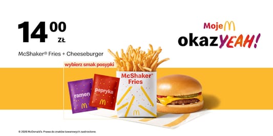 McDonald's: 14 zł McShaker® Fries + Cheeseburger 19.01.2026