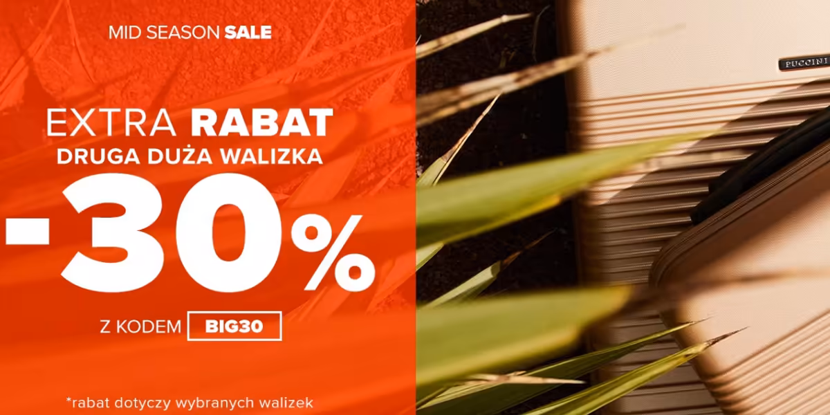 Puccini: KOD rabatowy -30% EXTRA na drugą dużą walizkę