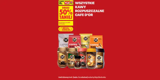 Biedronka: -50% na wszystkie kawy rozpuszczalne Cafe D'Or 24.08.2026