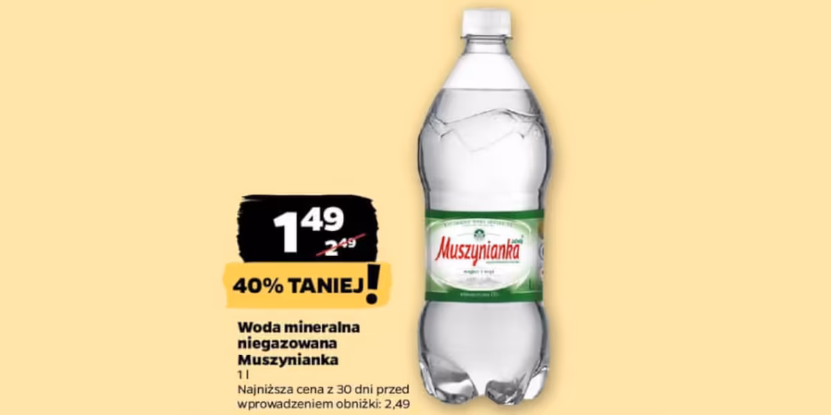 Netto: -40% na wodę mineralną Muszynianka