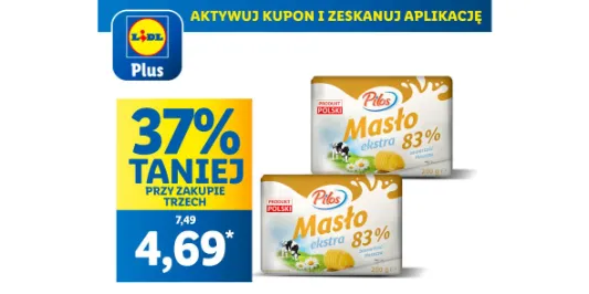 Lidl: KUPON -37% na masło ekstra 14.03.2025