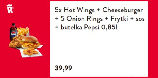 KFC: 39,99 zł zestaw Hot Wings + Cheesburger + Onion Rings 17.09.2024