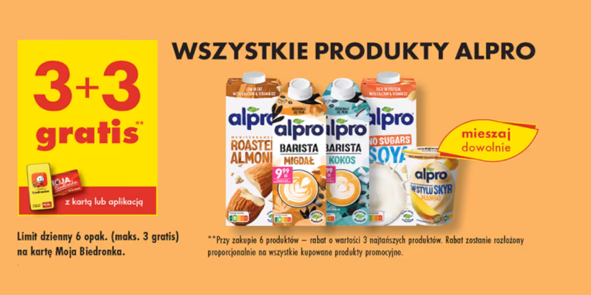 Biedronka: 3+3 GRATIS na wszystkie produkty Alpro