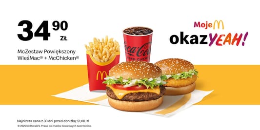 McDonald's: 34,90 zł McZestaw Powiększony WieśMac® + McChicken® 04.12.2025