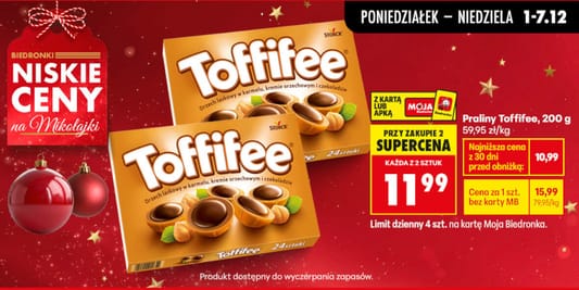 Biedronka: 11,99 zł za praliny Toffifee 01.12.2025