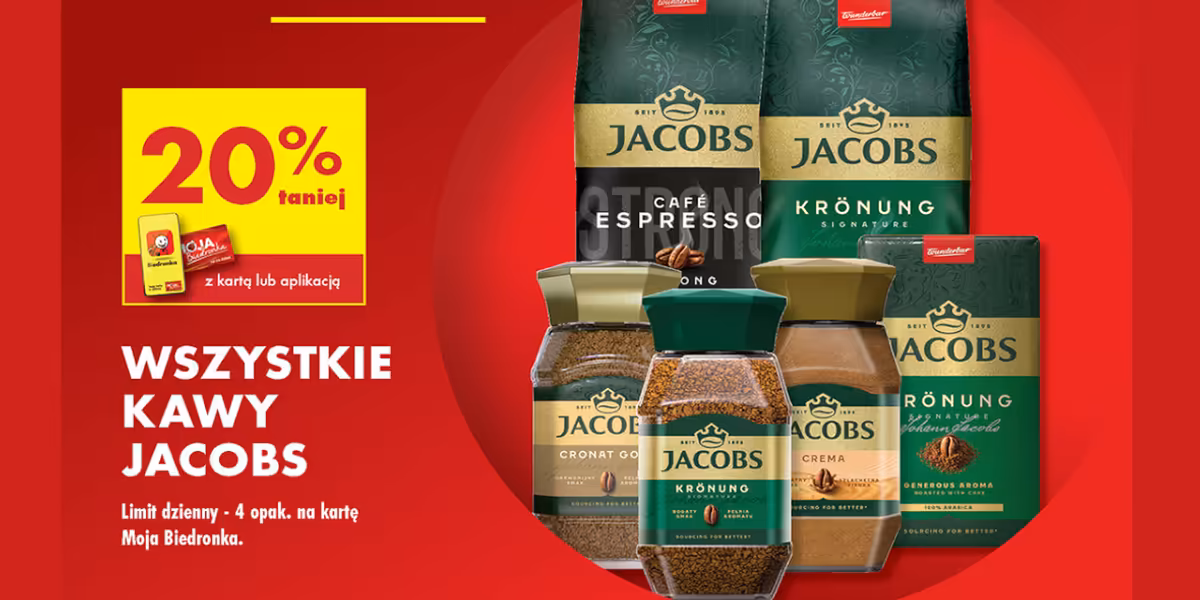 Biedronka: -20% na wszystkie kawy Jacobs