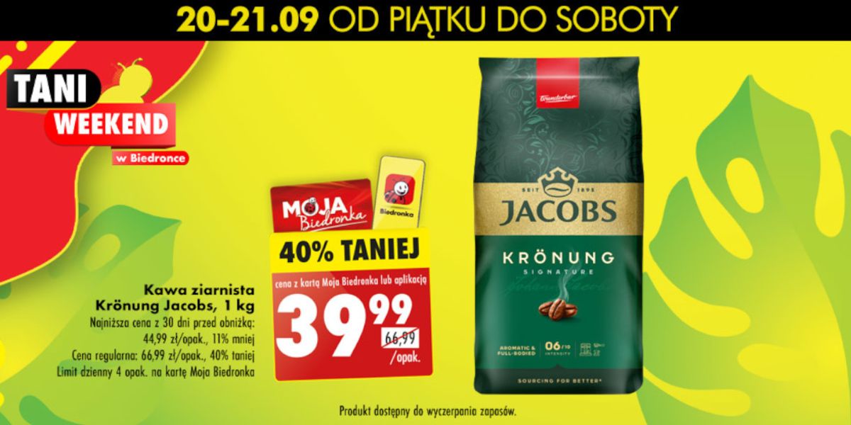 Biedronka: -40% na kawę ziarnistą Krönung Jacobs