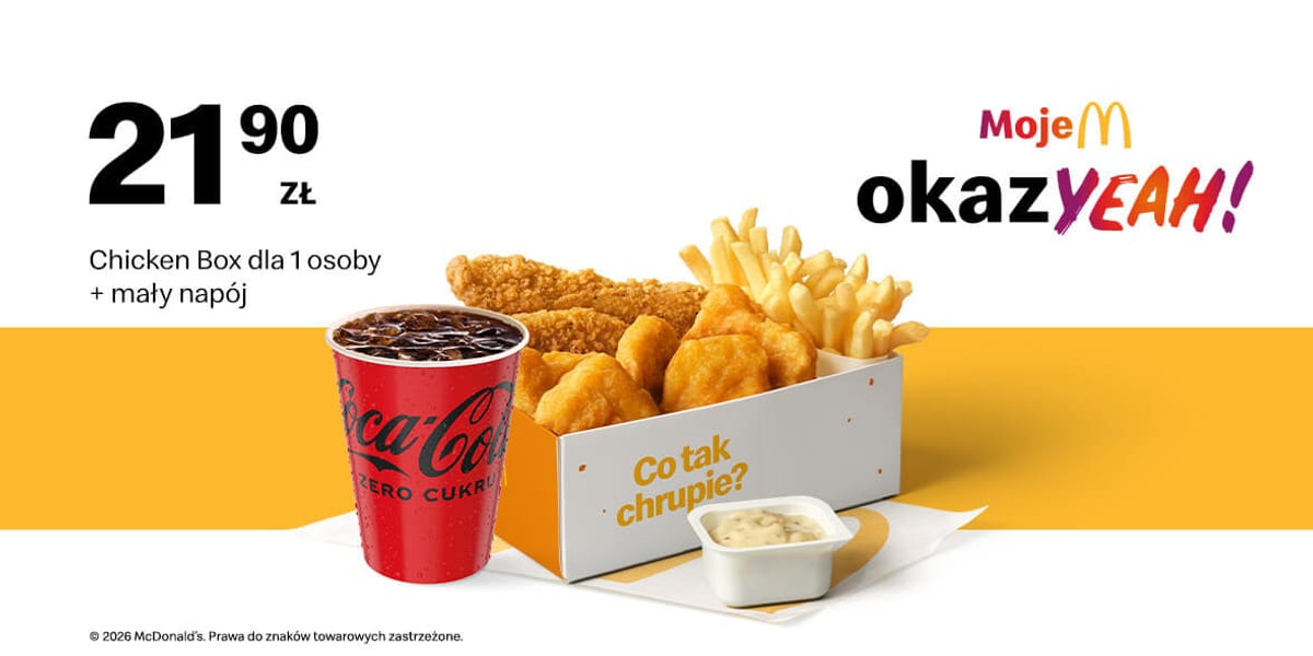 McDonald's: 21,90 zł za Chicken Box dla 1 osoby + mały napój