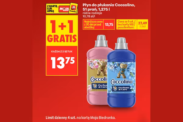 Biedronka: 1+1 GRATIS na płyn do płukania tkanin Coccolino