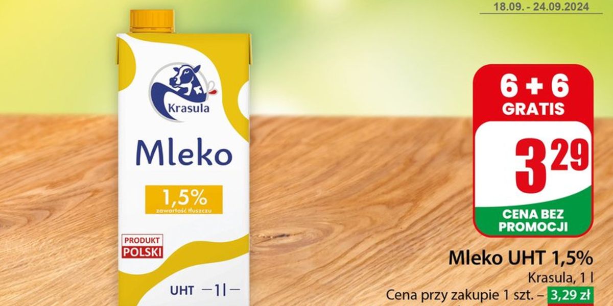 Dino: 6+6 GRATIS na mleko UHT 1,5%