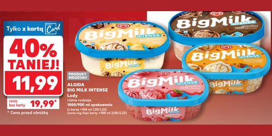 Kaufland: -40% na lody Big Milk Intense Algida 22.05.2025