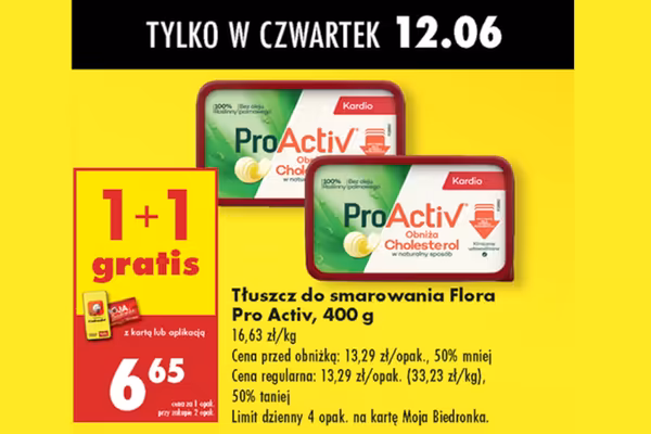 : 1+1 GRATIS na tłuszcz do smarowania Flora Pro Activ