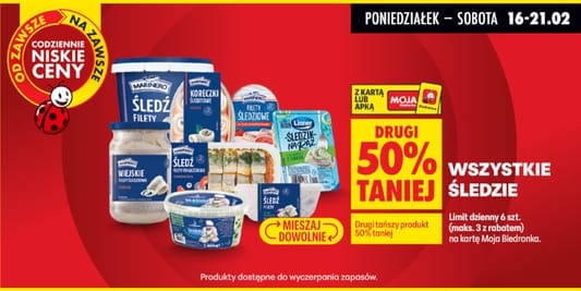 Biedronka: -50% na wszystkie śledzie 16.02.2026