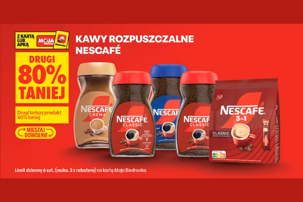Biedronka: -80% na kawy rozpuszczalne NESCAFÉ