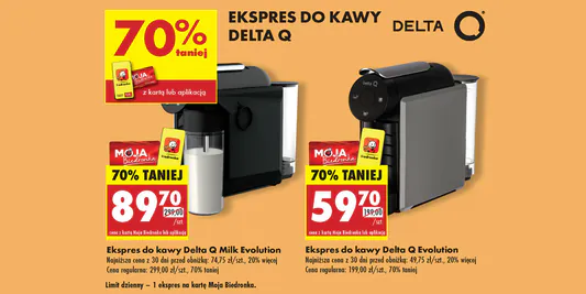 Biedronka: -70% na ekspresy do kawy Delta Q 12.06.2025