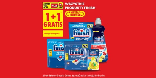 Biedronka: 1+1 GRATIS na wszystkie produkty Finish 15.10.2026