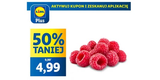 Lidl: KUPON -50% na maliny 05.05.2025
