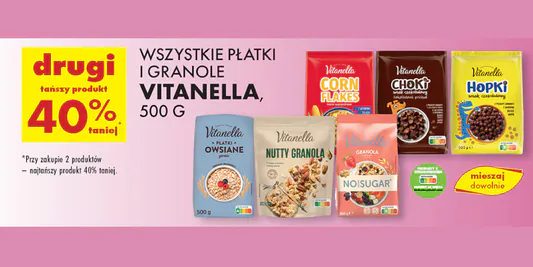 Biedronka: -40% na płatki śniadaniowe i owsiane Vitanella 07.05.2025