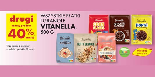 Biedronka: -40% na płatki śniadaniowe i owsiane Vitanella 07.05.2025