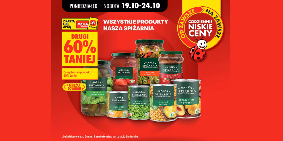 Biedronka: -60% na wszystkie produkty Nasza Spiżarnia