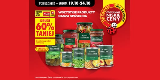 Biedronka: -60% na wszystkie produkty Nasza Spiżarnia 19.10.2026