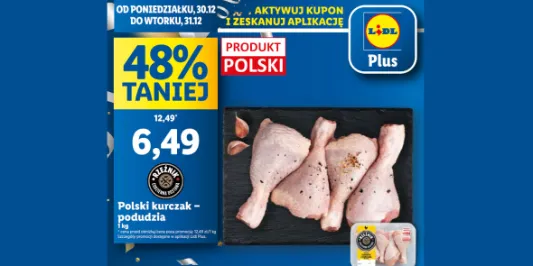 Lidl: KUPON -48% na podudzia kurczaka 30.12.2024