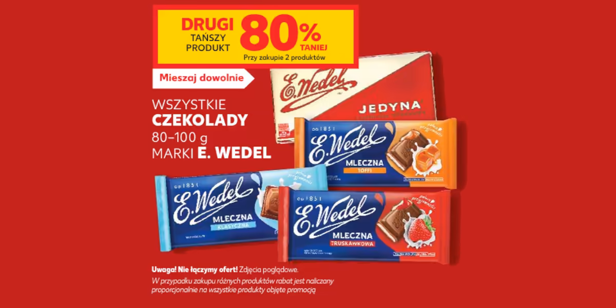 Kaufland: -80% na wszystkie czekolady E. Wedel - drugi produkt
