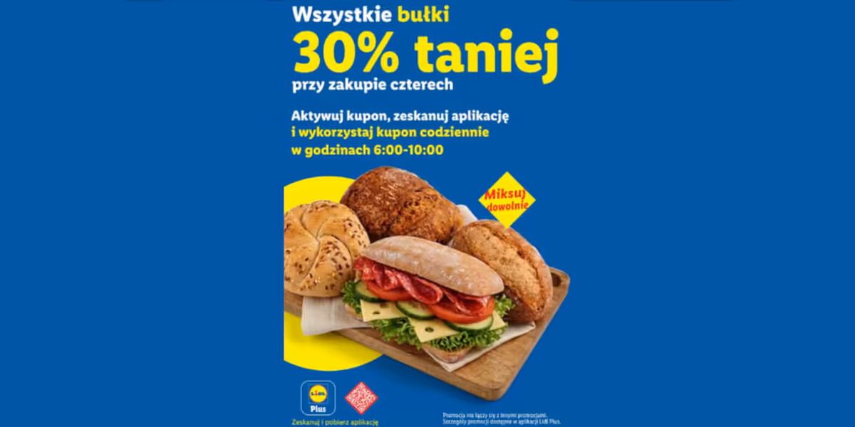 Lidl: KUPON -30% na wszystkie bułki