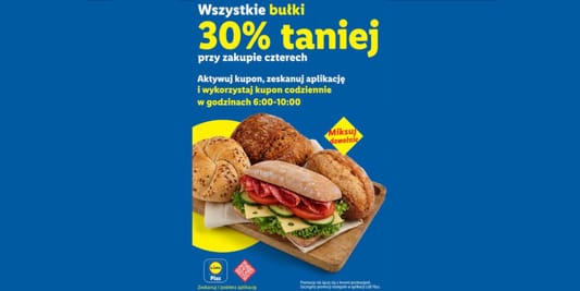 Lidl: KUPON -30% na wszystkie bułki 24.08.2026
