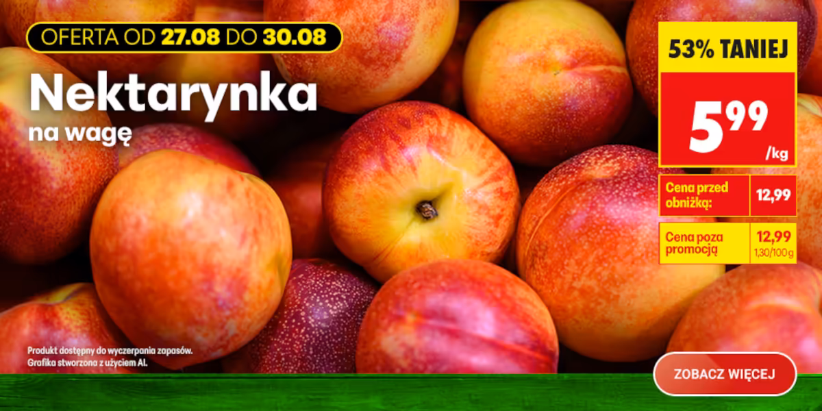 Biedronka: -53% na nektarynki
