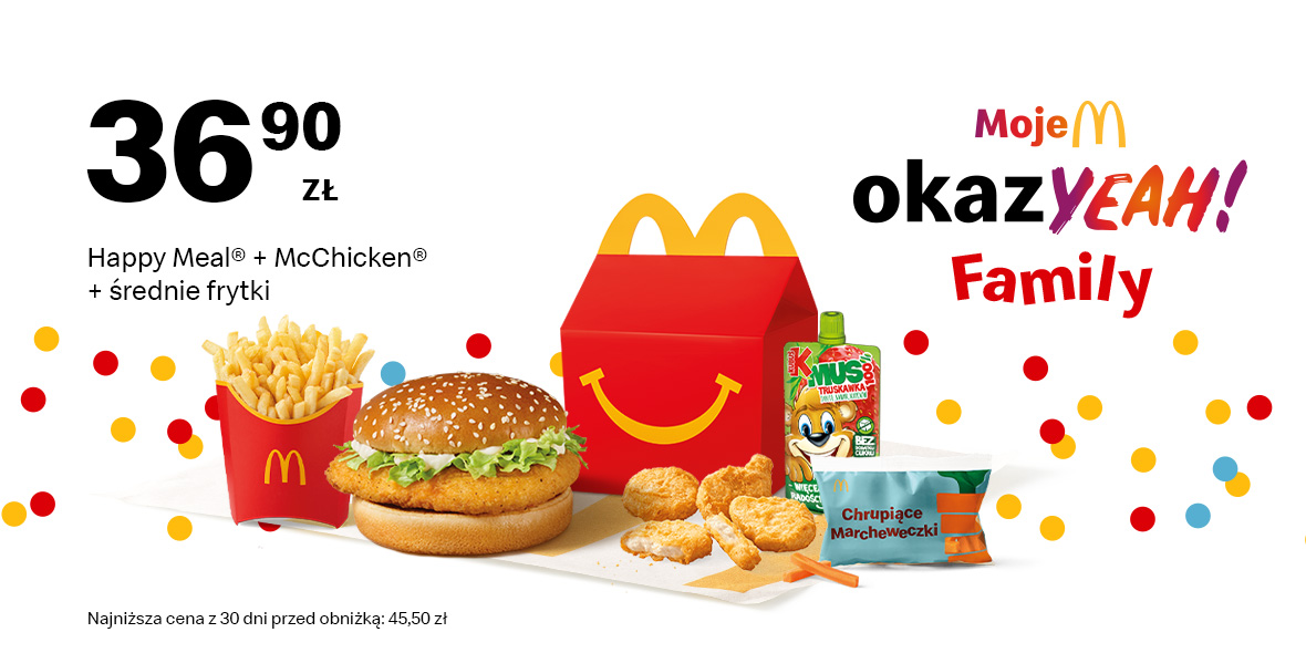 McDonald's: 36,90 zł Happy Meal®+McChicken®+średnie frytki 09.06.2025