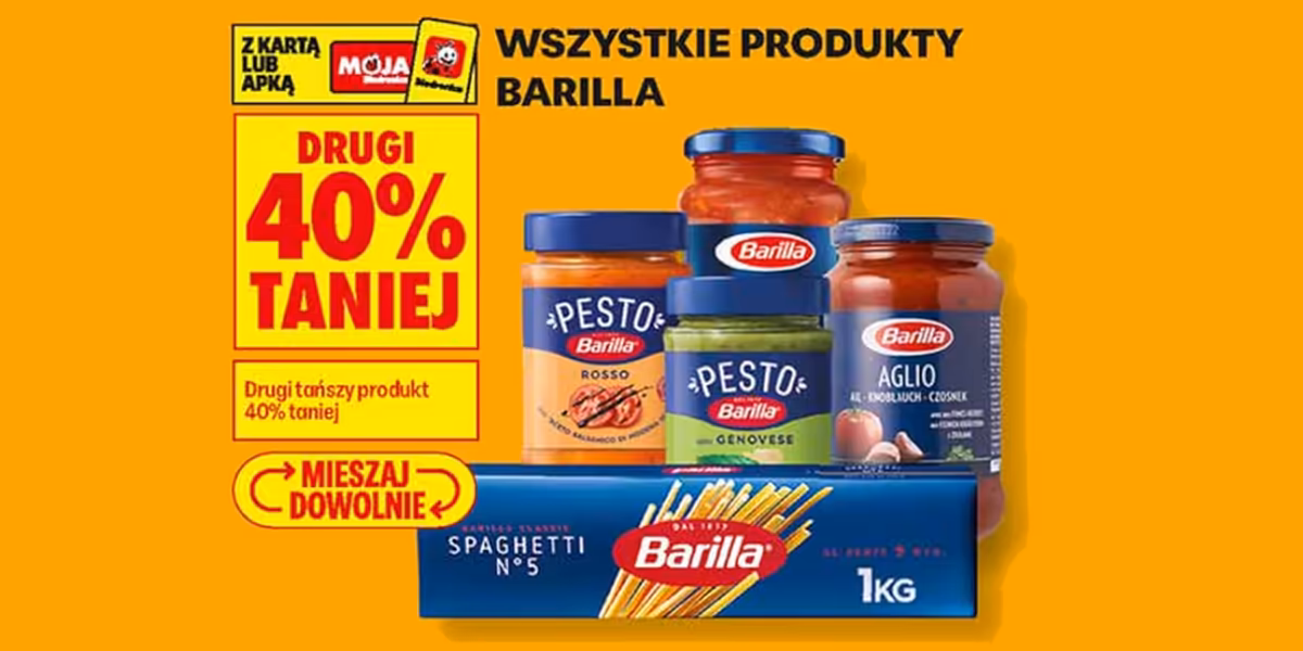 Biedronka: -40% na wszystkie produkty Barilla