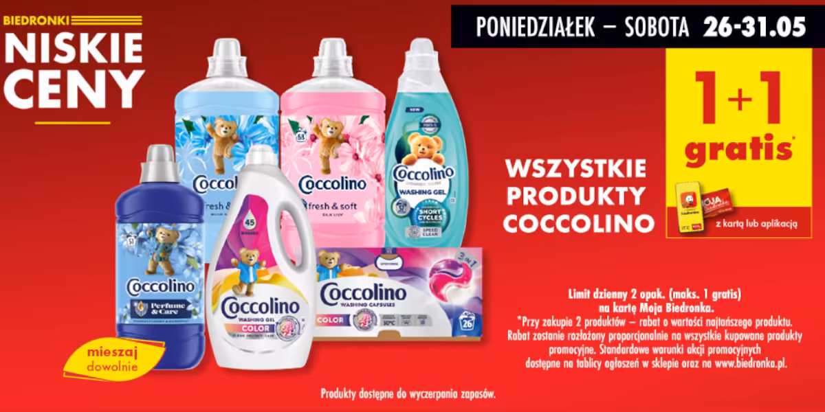 Biedronka: 1+1 GRATIS na wszystkie produkty Coccolino