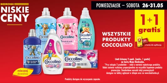 Biedronka: 1+1 GRATIS na wszystkie produkty Coccolino 26.05.2025