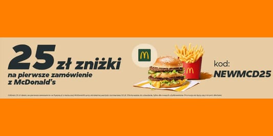 McDonald's: KOD rabatowy -25 zł na zamówienie z Pyszne.pl 14.01.2025