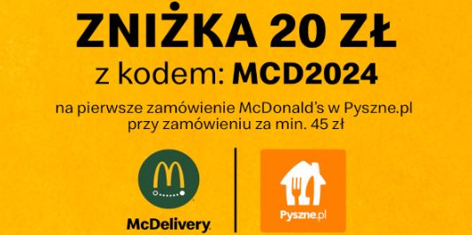 Pyszne.pl: KOD rabatowy -20 zł na zamówienie z Pyszne.pl 09.07.2024