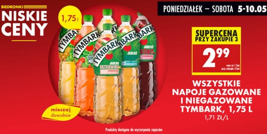 Biedronka: 2,99 zł za napój gazowany i niegazowany Tymbark 05.05.2025
