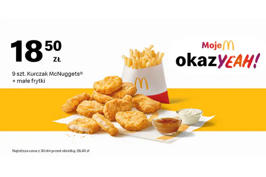 McDonald's: 18,50 zł McNuggets® 9 szt. + małe frytki 28.04.2025
