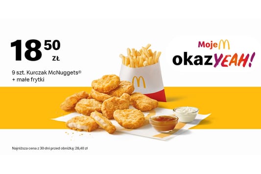 McDonald's: 18,50 zł McNuggets® 9 szt. + małe frytki 28.04.2025
