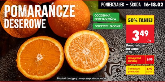 Biedronka: -50% na pomarańcze deserowe 16.02.2026
