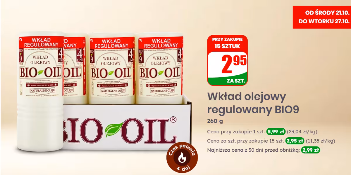 Dino: 2,95 zł za wkład olejowy regulowany BIO9